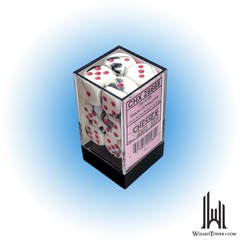 Gemini - 16mm d6 Dice Block - Black-White/Pink